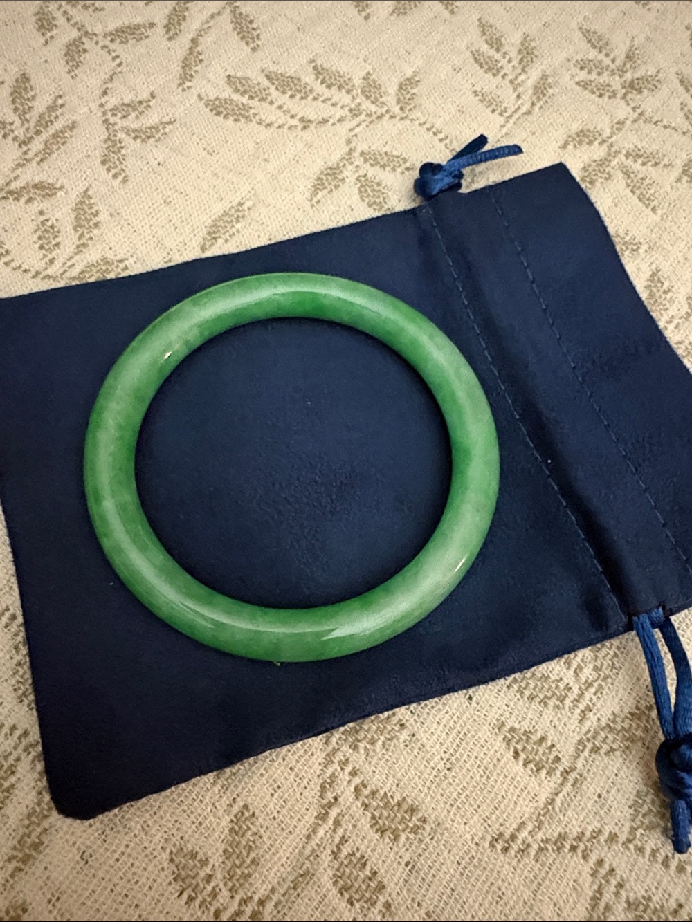 Green Genuine Jade Rounded Bangle Bracelet for Women
